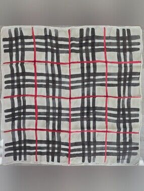 Auth Burberry Nova Check Cotton Scarf with Black and Red Plaid